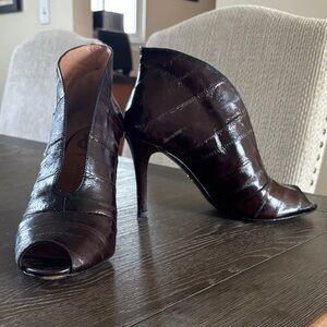 Vince Camuto Dark Brown Peep-Toe Heels Booties
